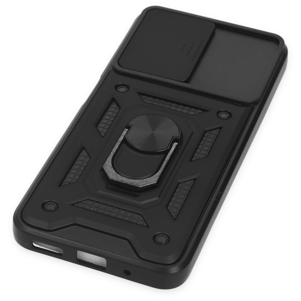 Newface Xiaomi Poco M5 Kılıf Pars Lens Yüzüklü Silikon - Siyah