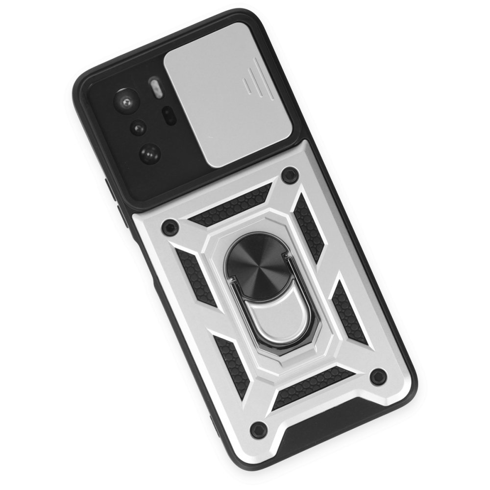 Newface Xiaomi Poco X3 GT Kılıf Pars Lens Yüzüklü Silikon - Gümüş