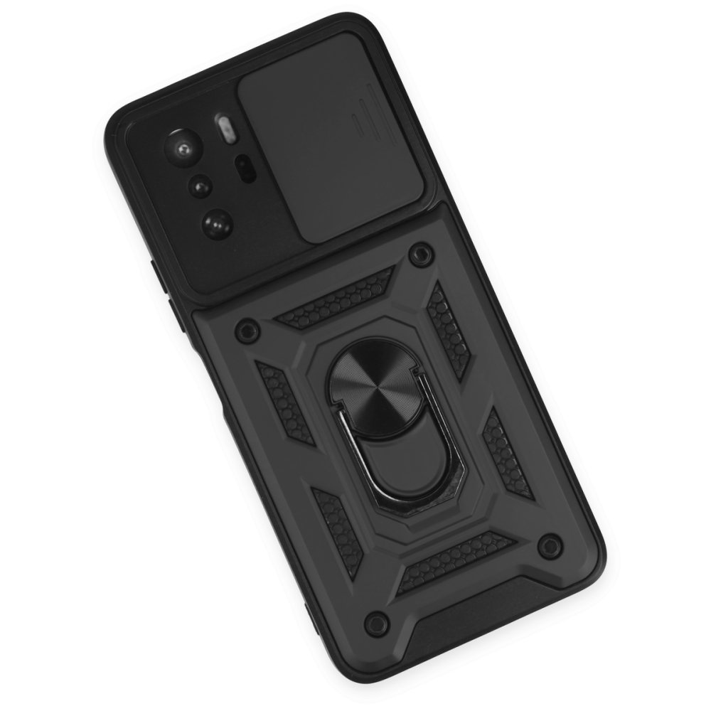 Newface Xiaomi Poco X3 GT Kılıf Pars Lens Yüzüklü Silikon - Siyah