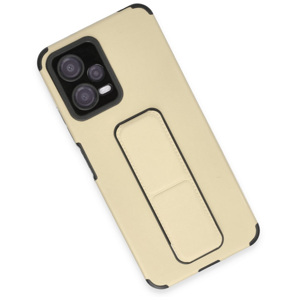 Newface Xiaomi Poco X5 5G Kılıf Mega Standlı Silikon - Gold