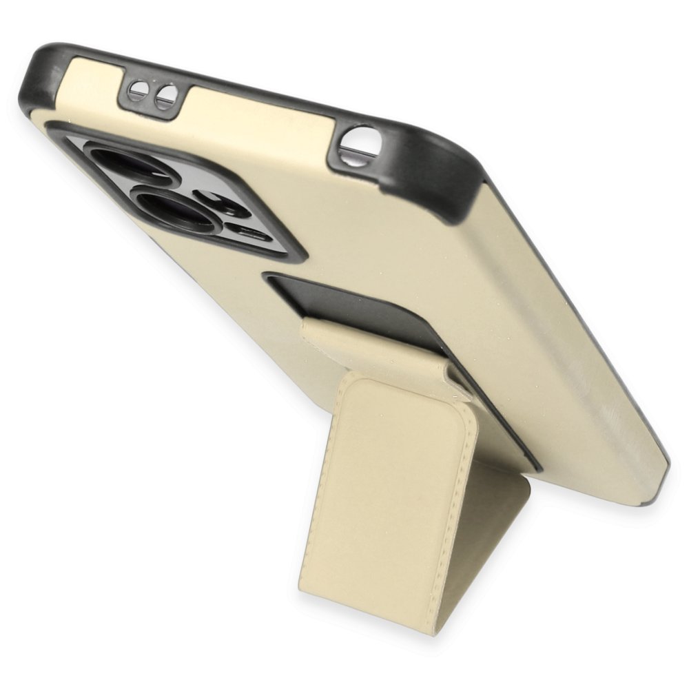 Newface Xiaomi Poco X5 5G Kılıf Mega Standlı Silikon - Gold