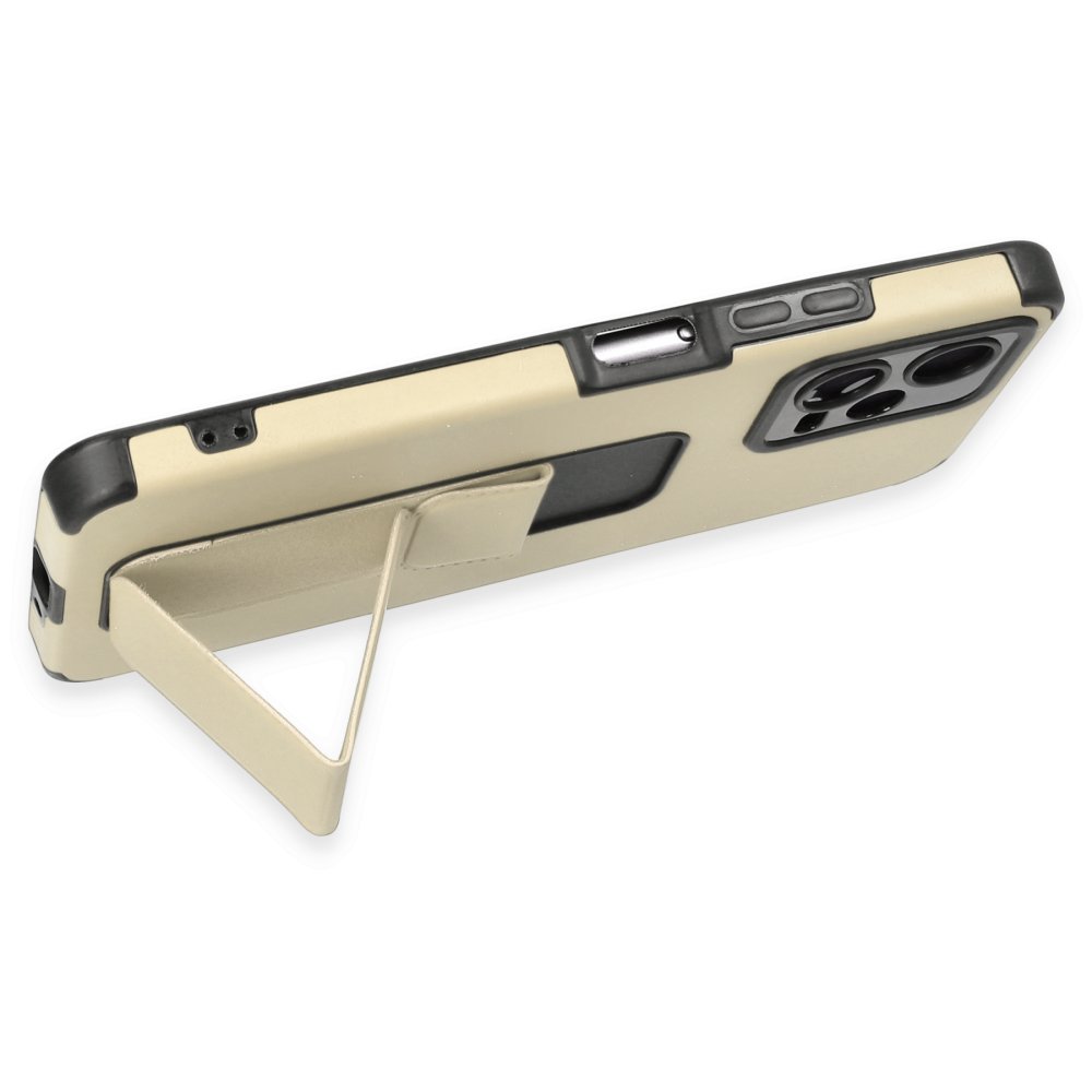 Newface Xiaomi Poco X5 5G Kılıf Mega Standlı Silikon - Gold