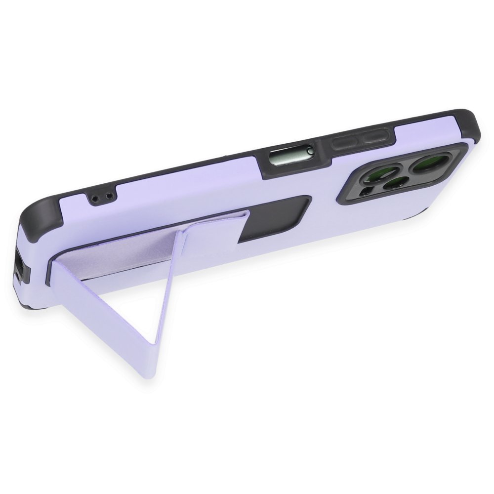 Newface Xiaomi Poco X5 5G Kılıf Mega Standlı Silikon - Lila