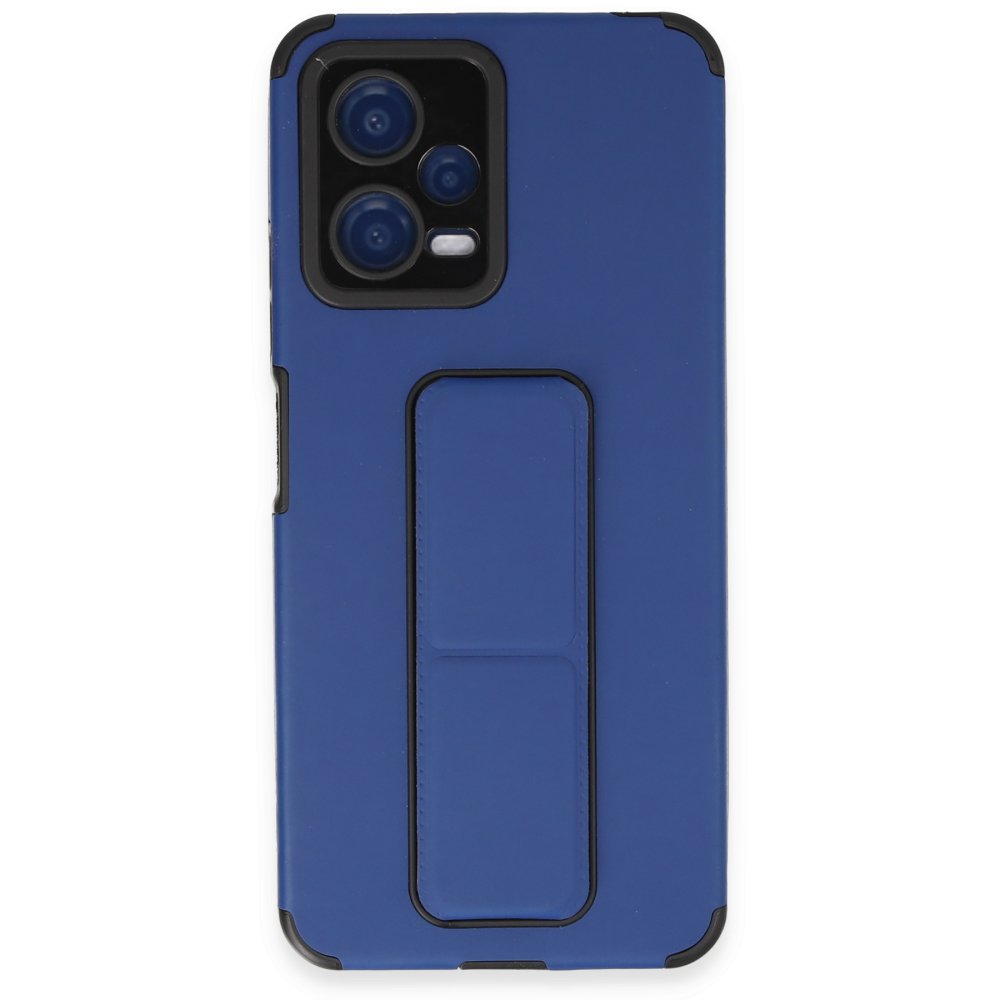 Newface Xiaomi Poco X5 5G Kılıf Mega Standlı Silikon - Mavi