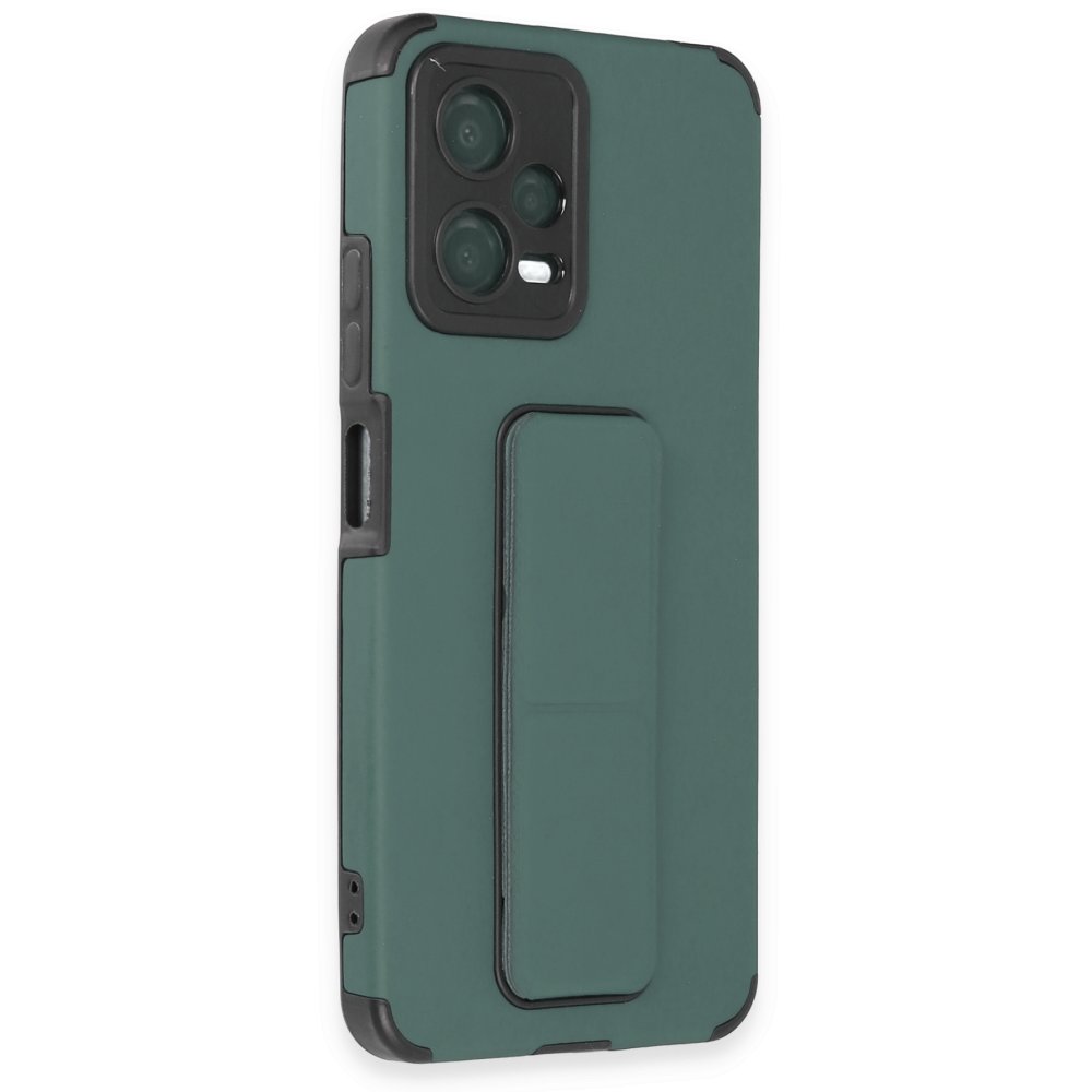 Newface Xiaomi Poco X5 5G Kılıf Mega Standlı Silikon - Yeşil