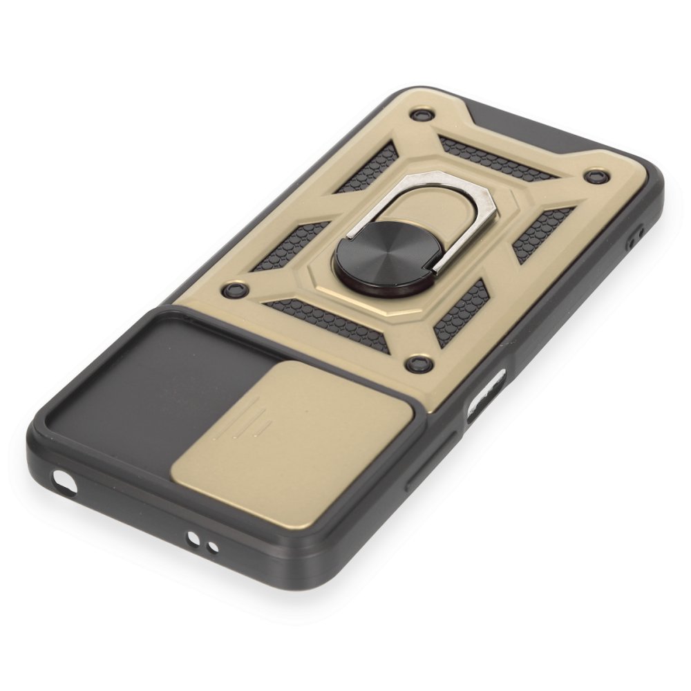 Newface Xiaomi Poco X5 5G Kılıf Pars Lens Yüzüklü Silikon - Gold