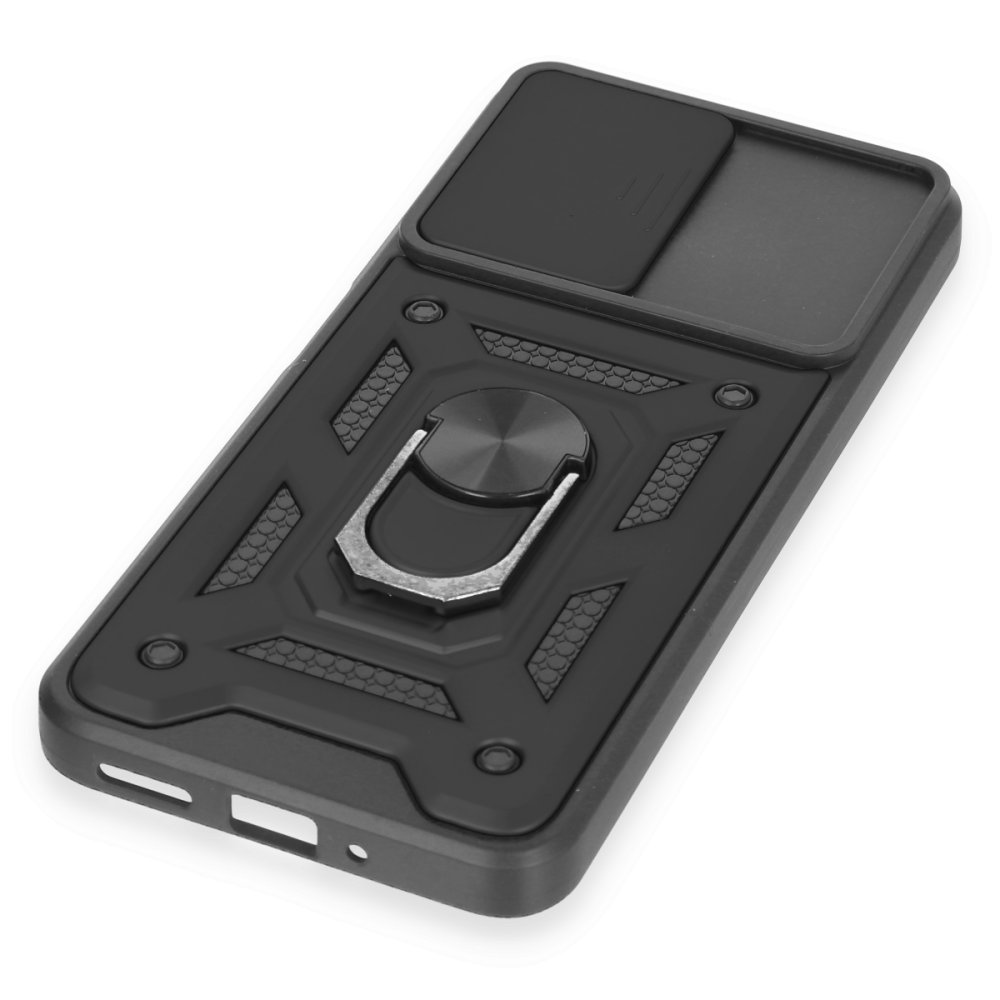 Newface Xiaomi Poco X5 5G Kılıf Pars Lens Yüzüklü Silikon - Siyah