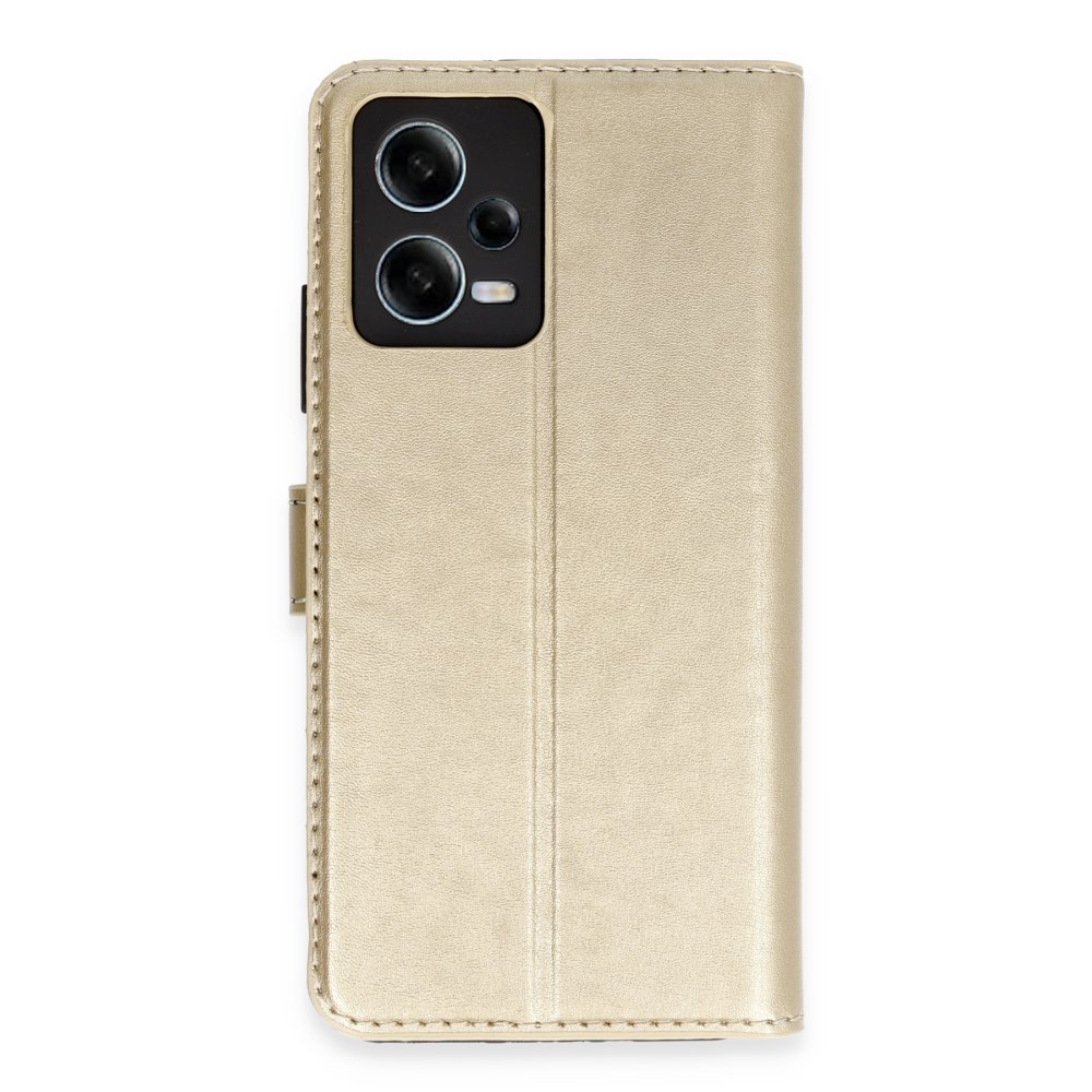 Newface Xiaomi Poco X5 5G Kılıf Trend S Plus Kapaklı Kılıf - Gold