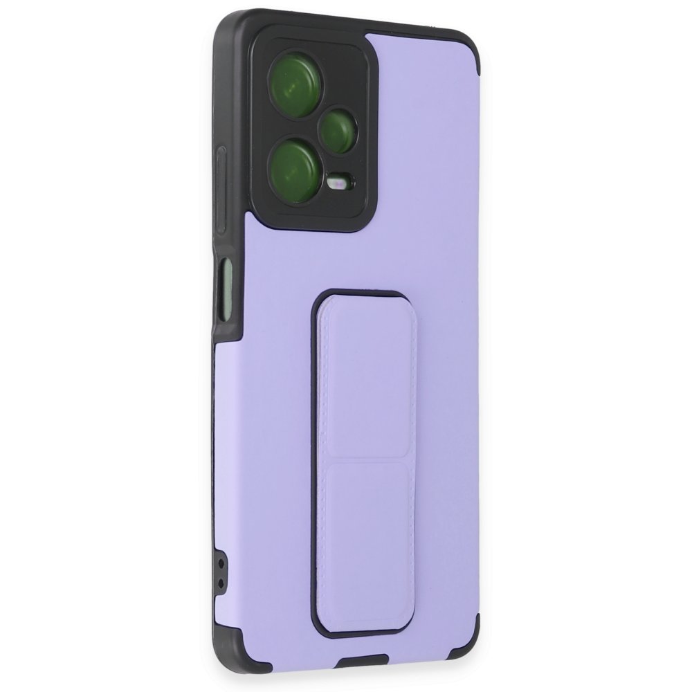 Newface Xiaomi Poco X5 Pro 5G Kılıf Mega Standlı Silikon - Lila