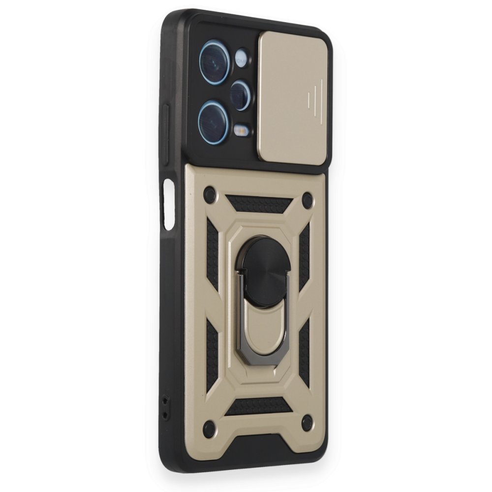 Newface Xiaomi Poco X5 Pro 5G Kılıf Pars Lens Yüzüklü Silikon - Gold