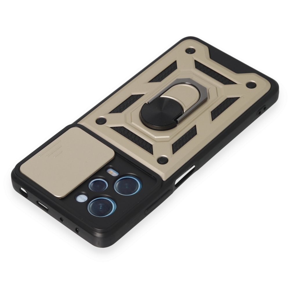 Newface Xiaomi Poco X5 Pro 5G Kılıf Pars Lens Yüzüklü Silikon - Gold