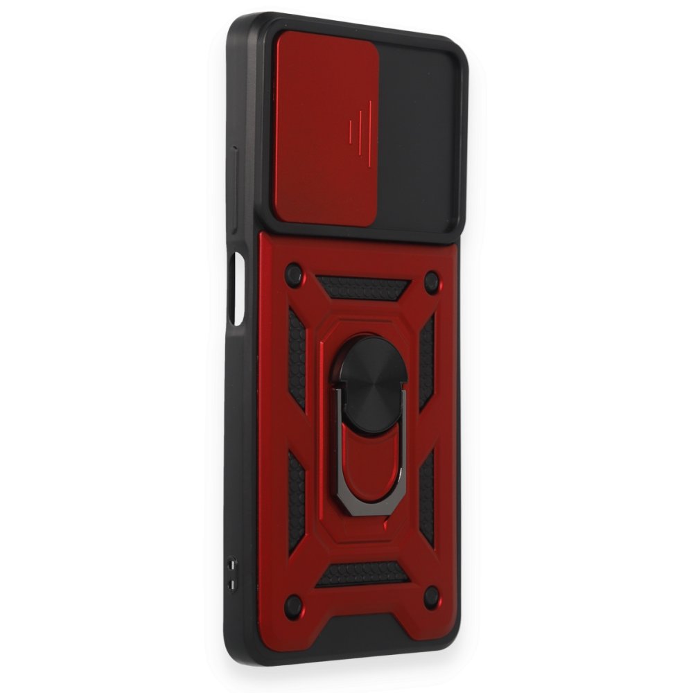 Newface Xiaomi Poco X5 Pro 5G Kılıf Pars Lens Yüzüklü Silikon - Kırmızı