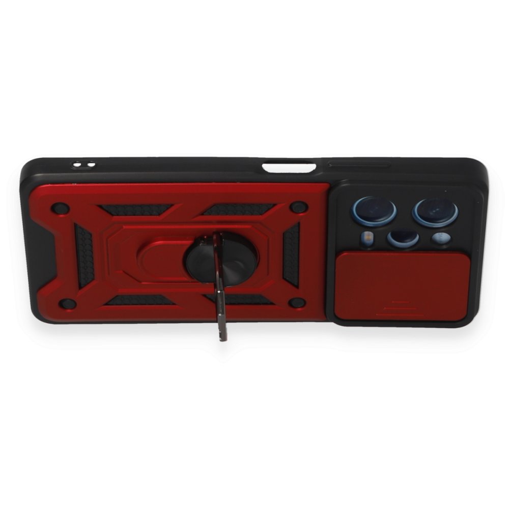 Newface Xiaomi Poco X5 Pro 5G Kılıf Pars Lens Yüzüklü Silikon - Kırmızı