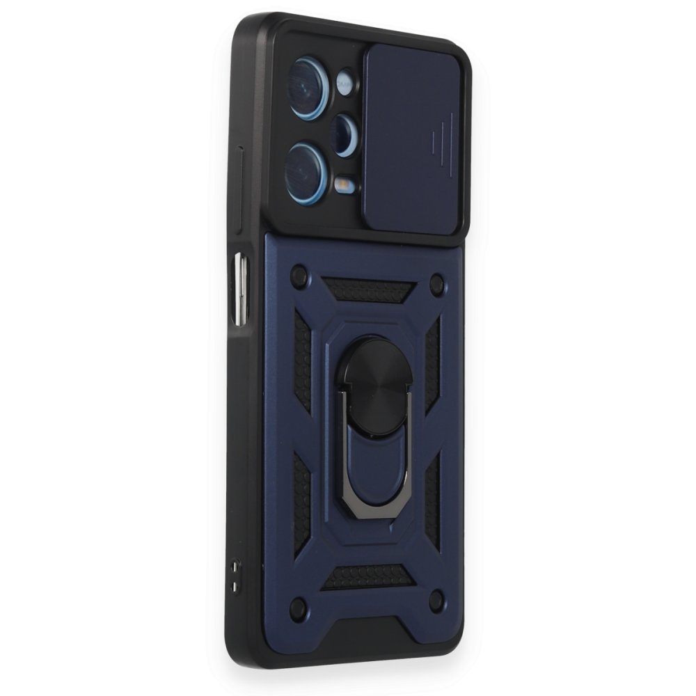 Newface Xiaomi Poco X5 Pro 5G Kılıf Pars Lens Yüzüklü Silikon - Lacivert