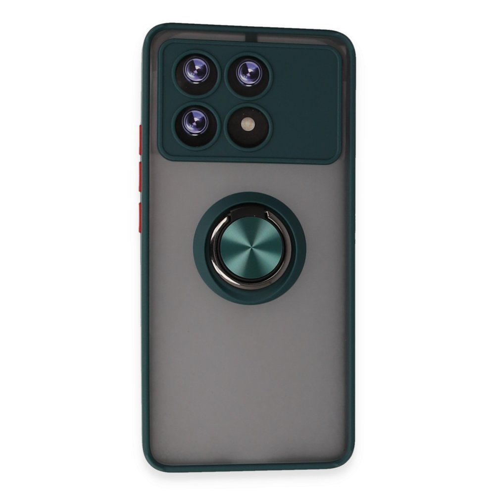 Newface Xiaomi Poco X6 Pro Kılıf Montreal Yüzüklü Silikon Kapak - Yeşil