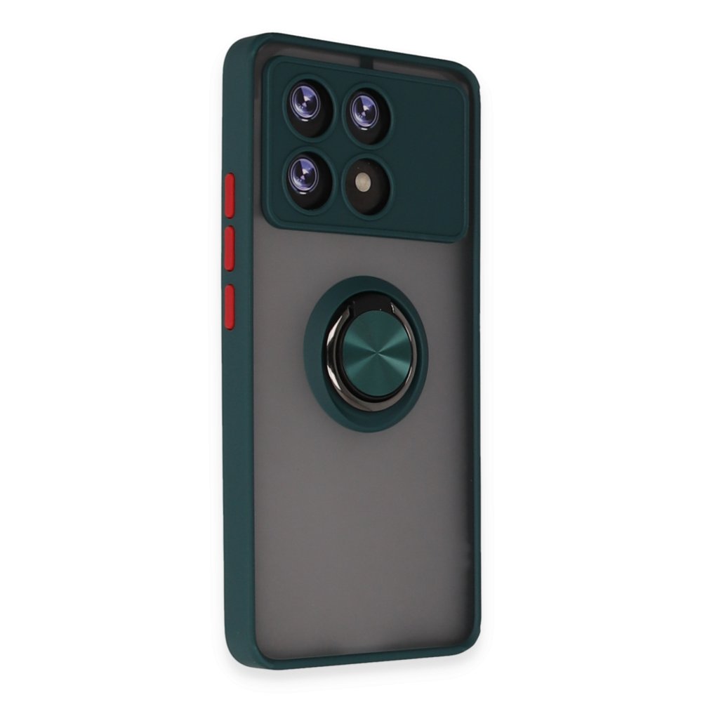 Newface Xiaomi Poco X6 Pro Kılıf Montreal Yüzüklü Silikon Kapak - Yeşil