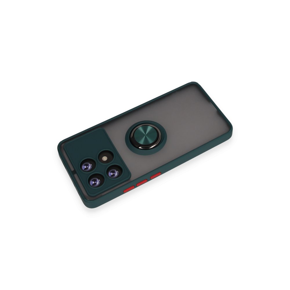 Newface Xiaomi Poco X6 Pro Kılıf Montreal Yüzüklü Silikon Kapak - Yeşil