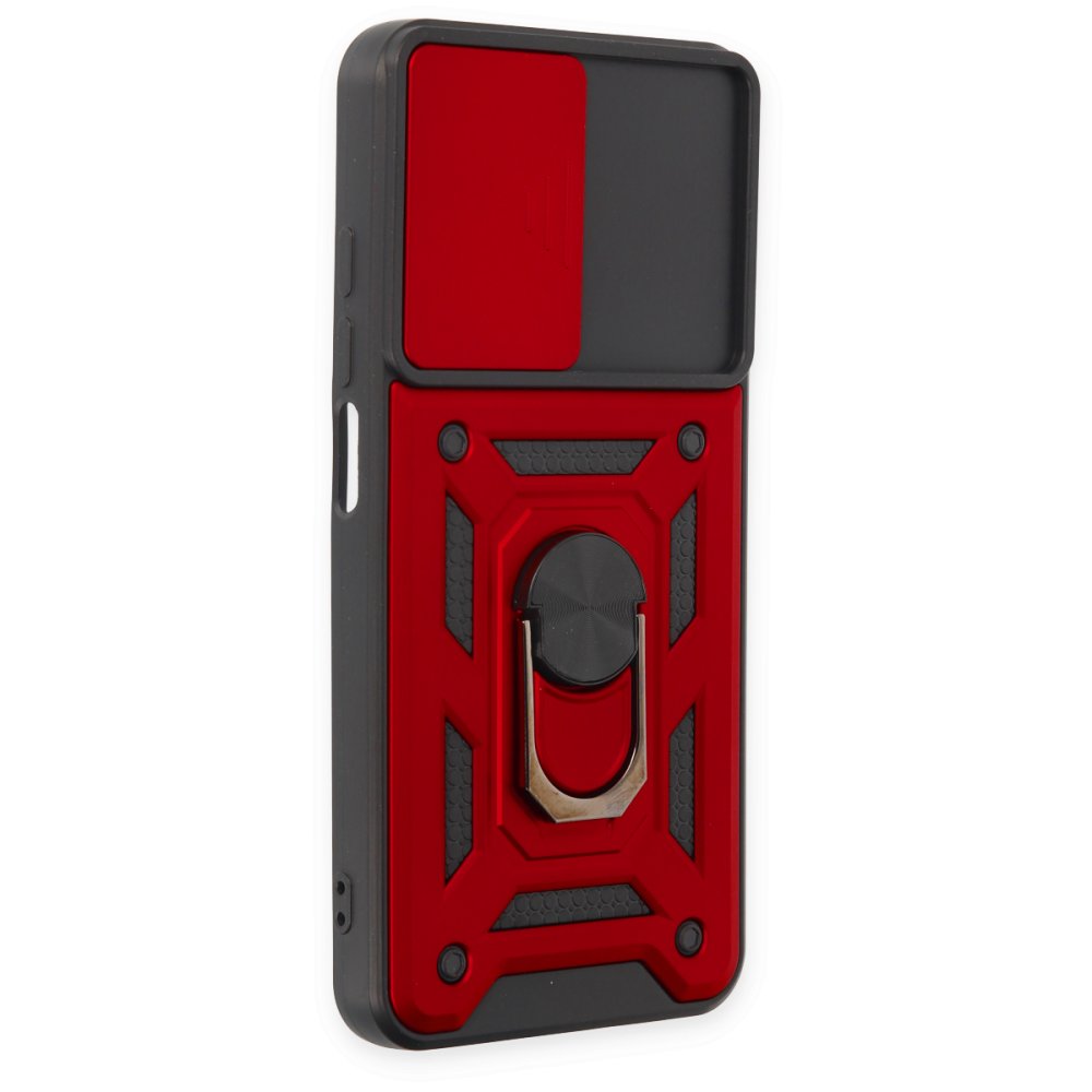 Newface Xiaomi Pocophone M3 Kılıf Pars Lens Yüzüklü Silikon - Kırmızı