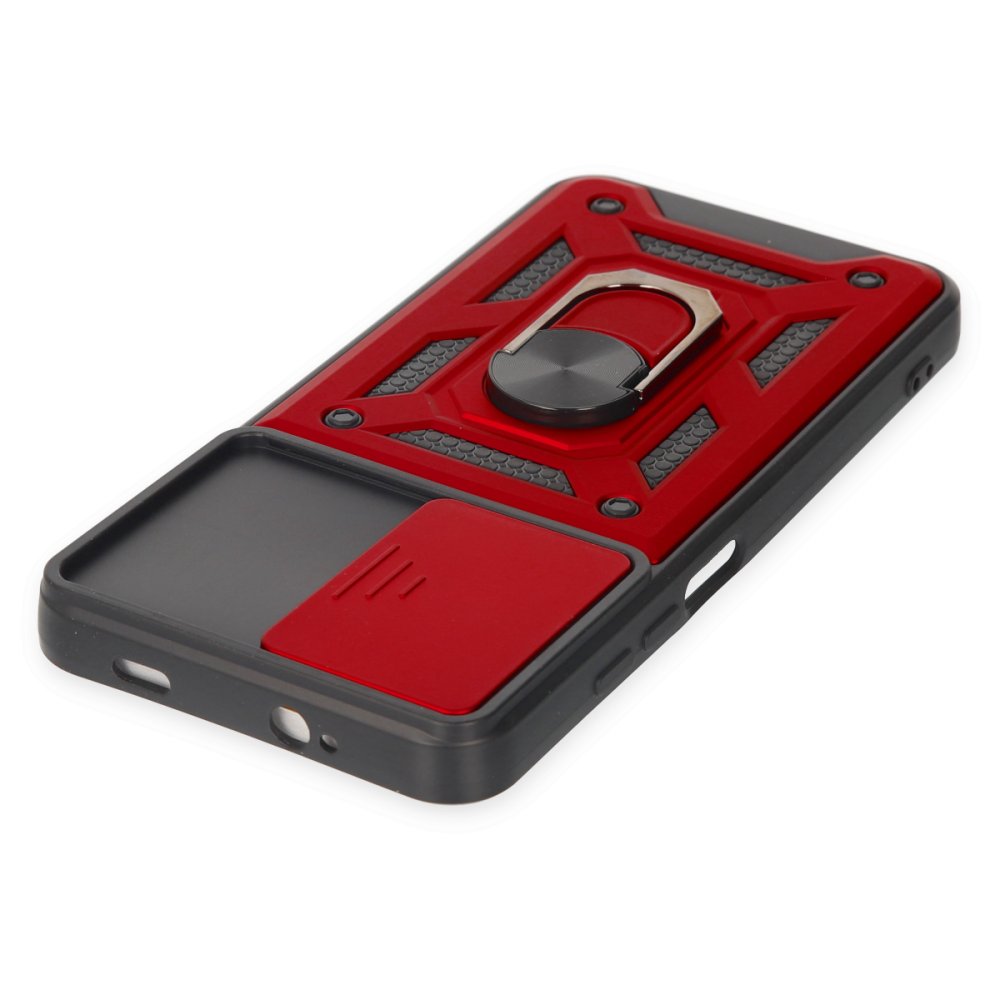 Newface Xiaomi Pocophone M3 Kılıf Pars Lens Yüzüklü Silikon - Kırmızı