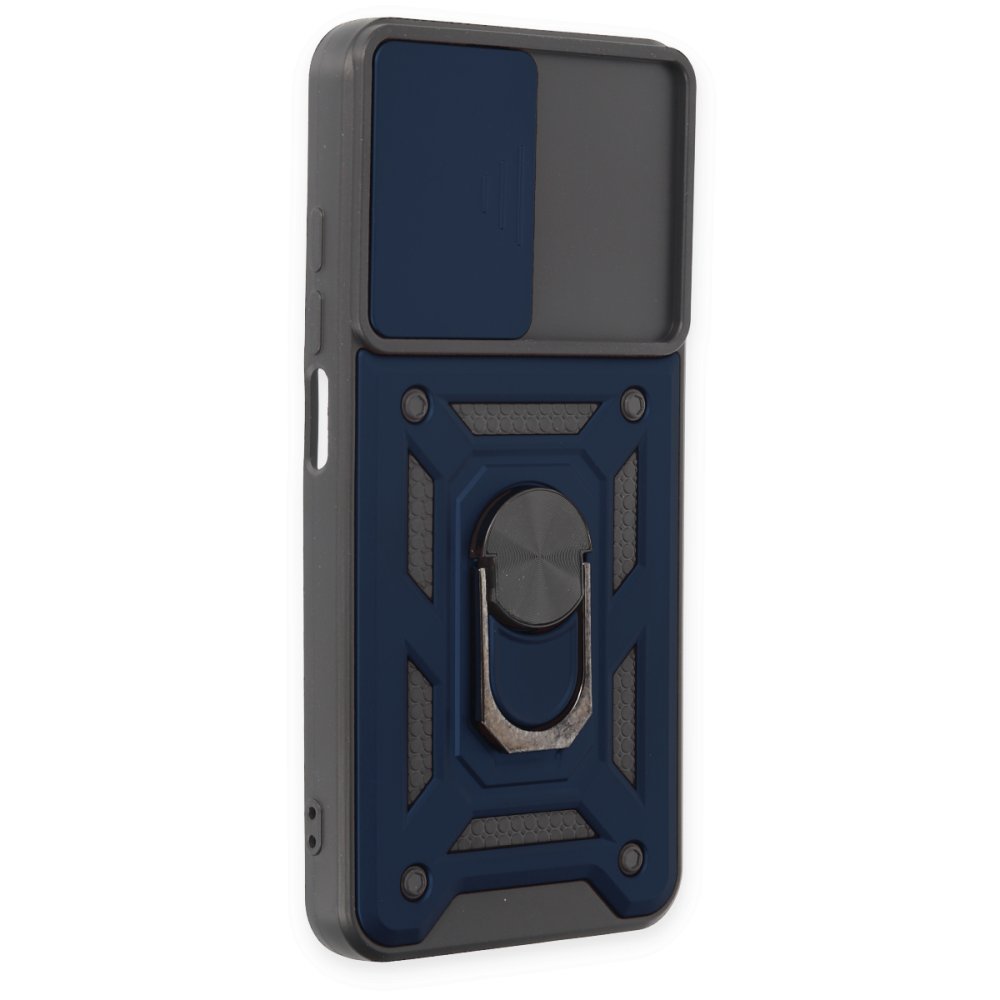 Newface Xiaomi Pocophone M3 Kılıf Pars Lens Yüzüklü Silikon - Lacivert