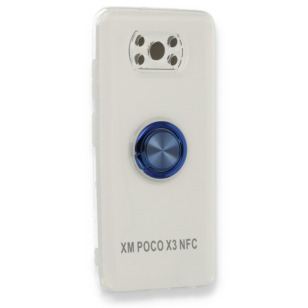 Newface Xiaomi Pocophone X3 Pro Kılıf Gros Yüzüklü Silikon - Mavi