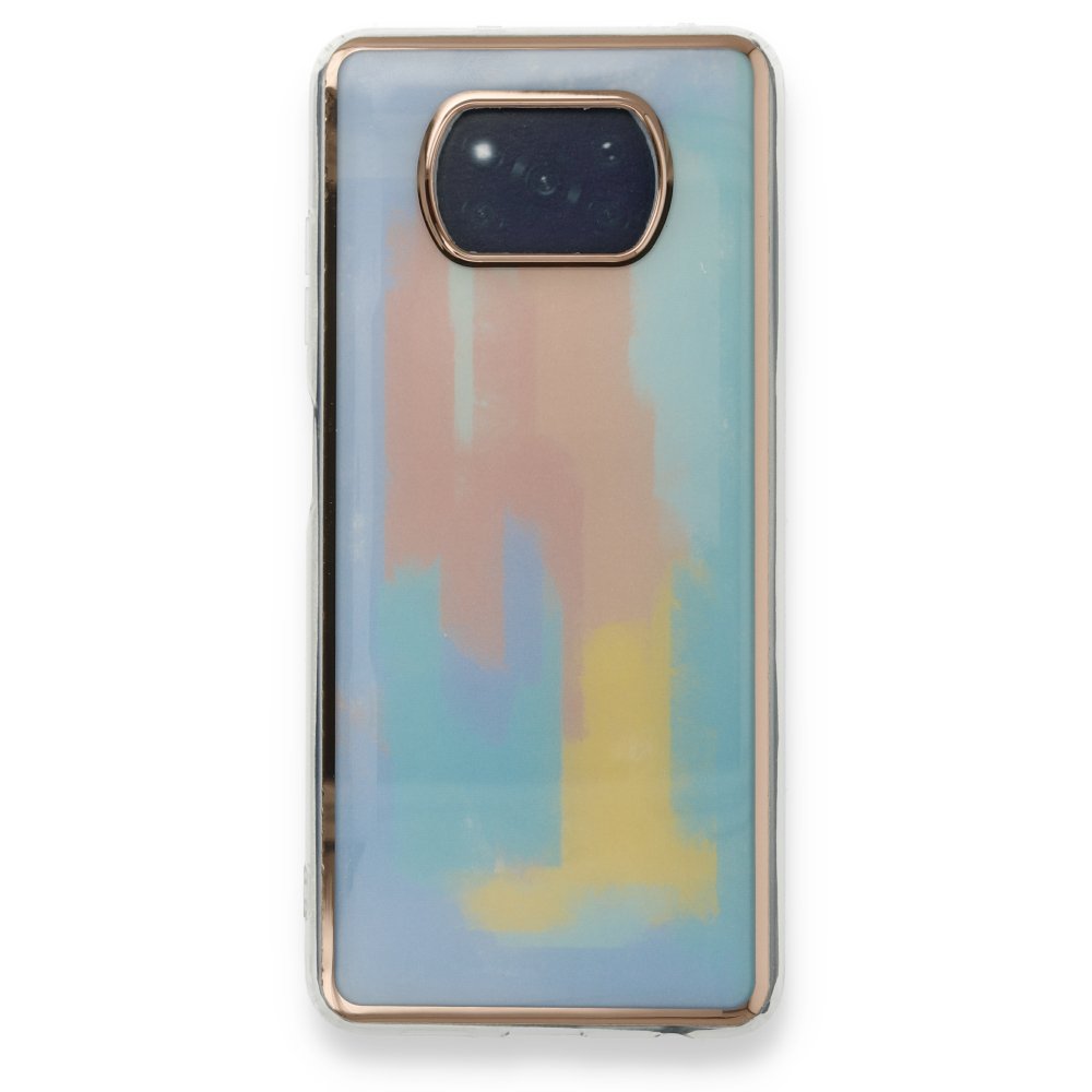 Newface Xiaomi Pocophone X3 Kılıf Çiçekli Silikon - Mavi