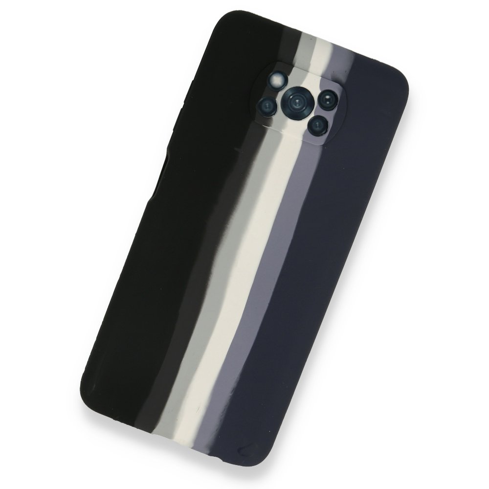 Newface Xiaomi Pocophone X3 Kılıf Ebruli Lansman Silikon - Siyah-Lacivert