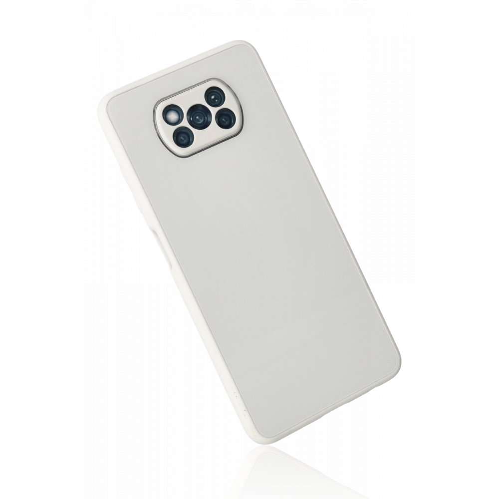 Newface Xiaomi Pocophone X3 Kılıf Glass Kapak - Beyaz