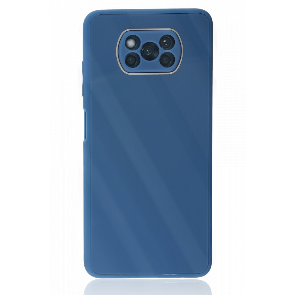 Newface Xiaomi Pocophone X3 Pro Kılıf Glass Kapak - Mavi