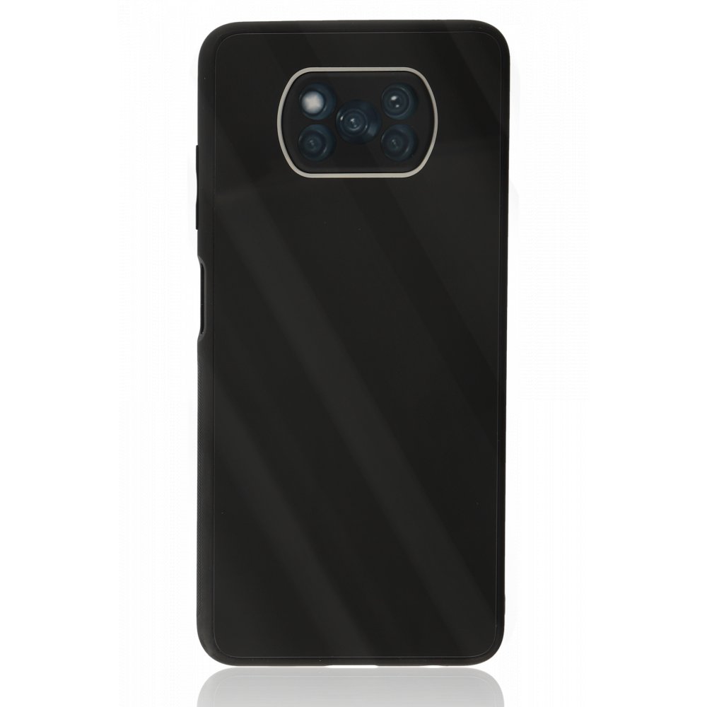 Newface Xiaomi Pocophone X3 Kılıf Glass Kapak - Siyah