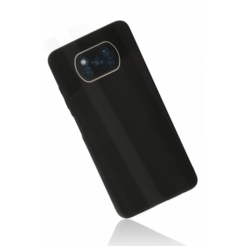 Newface Xiaomi Pocophone X3 Kılıf Glass Kapak - Siyah