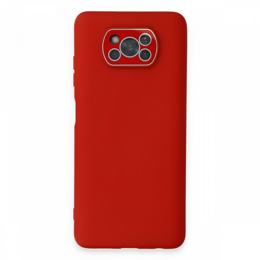 Newface Xiaomi Pocophone X3 Kılıf Lansman Glass Kapak - Kırmızı
