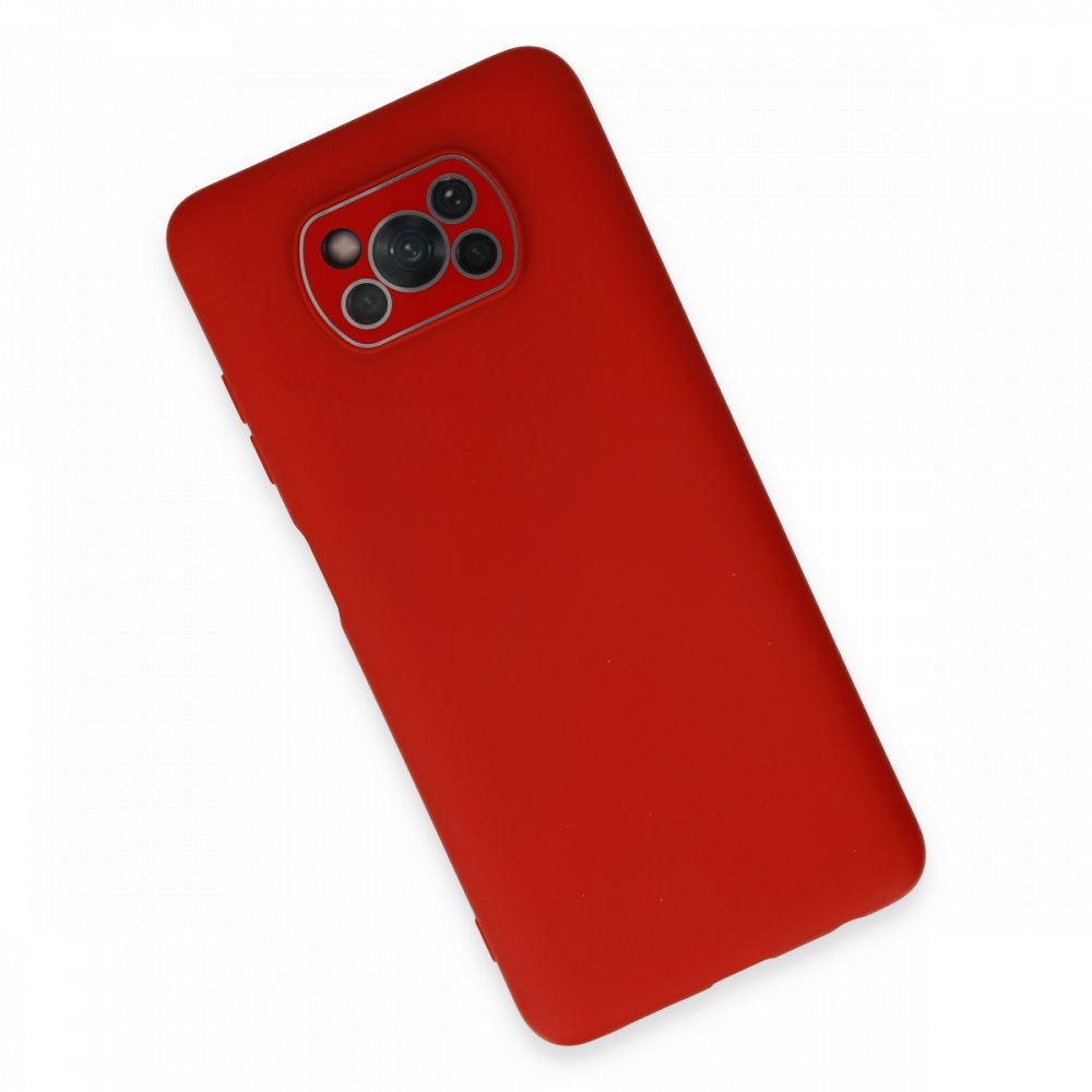 Newface Xiaomi Pocophone X3 Kılıf Lansman Glass Kapak - Kırmızı