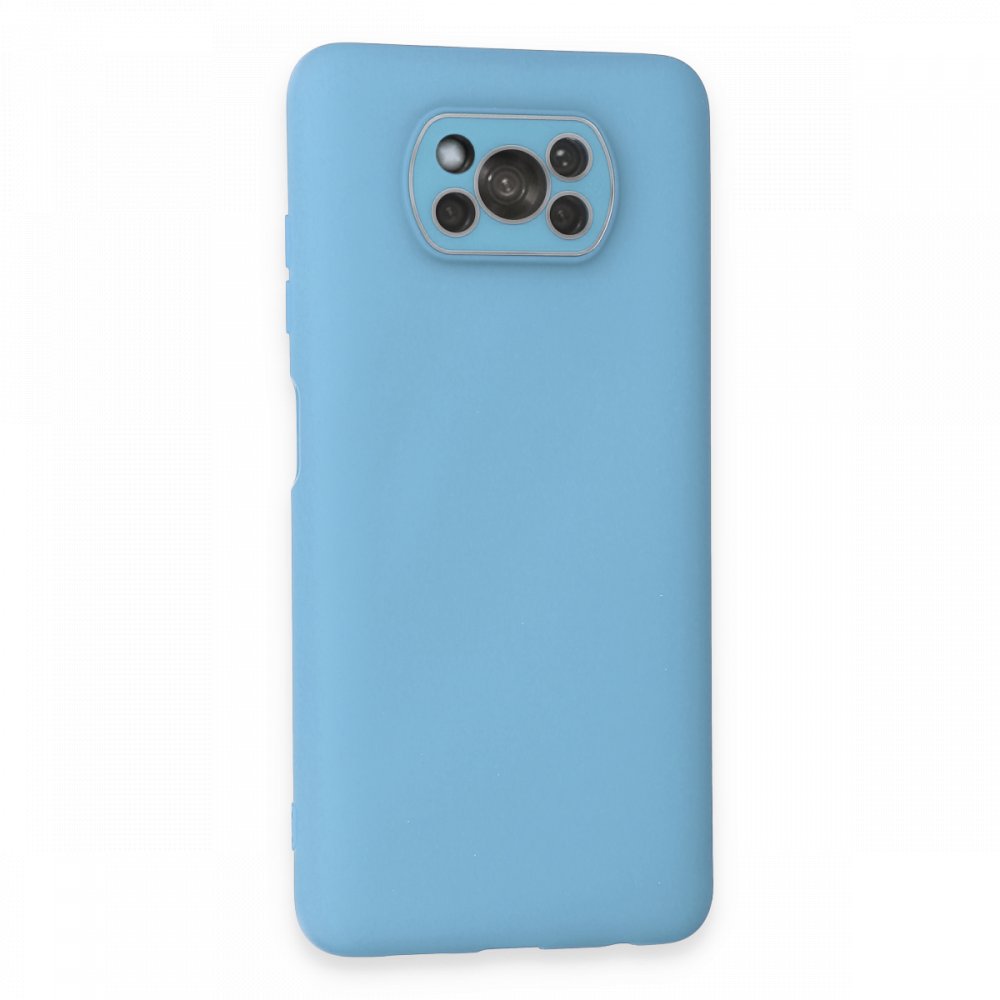 Newface Xiaomi Pocophone X3 Kılıf Lansman Glass Kapak - Mavi