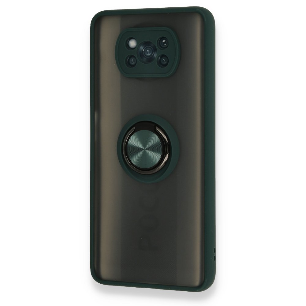 Newface Xiaomi Pocophone X3 Pro Kılıf Montreal Yüzüklü Silikon Kapak - Yeşil