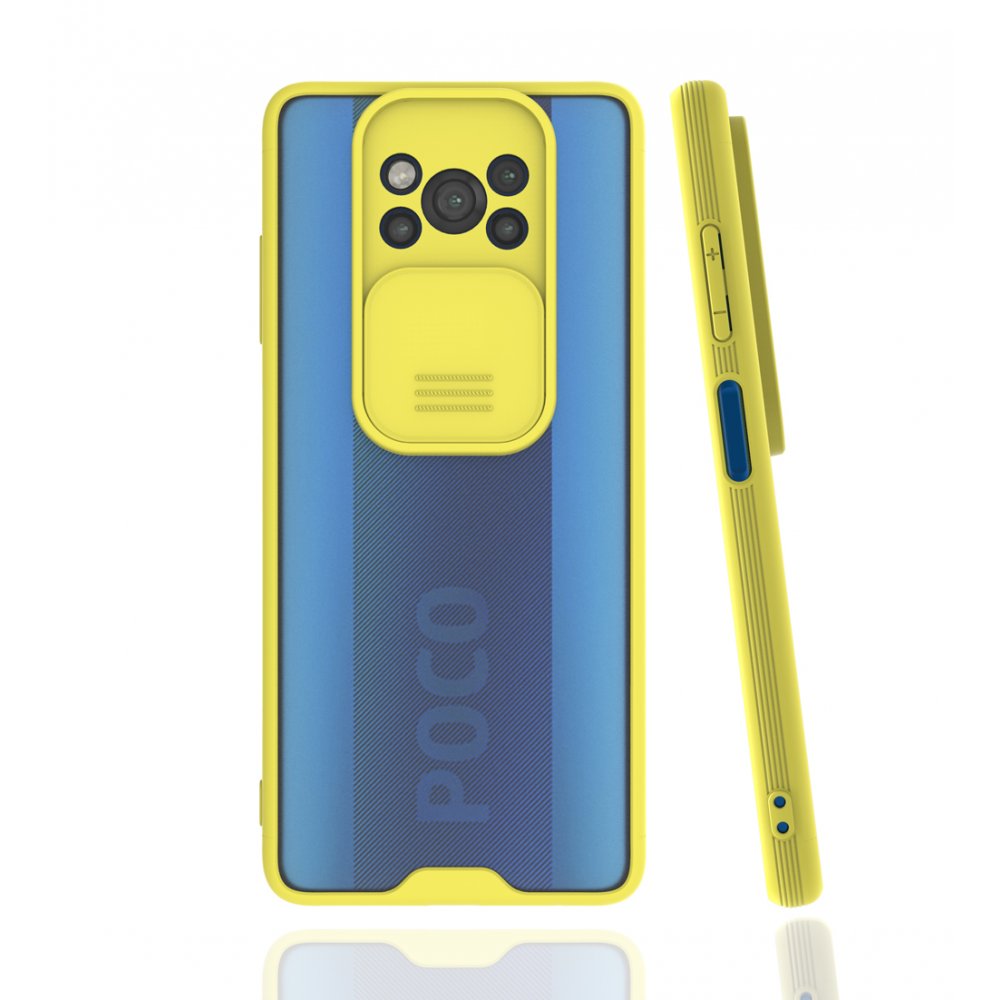 Newface Xiaomi Pocophone X3 Kılıf Platin Kamera Koruma Silikon - Sarı