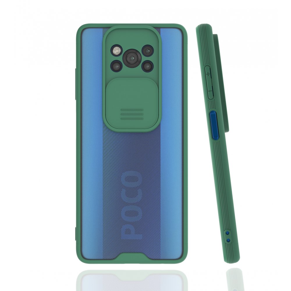 Newface Xiaomi Pocophone X3 Pro Kılıf Platin Kamera Koruma Silikon - Yeşil