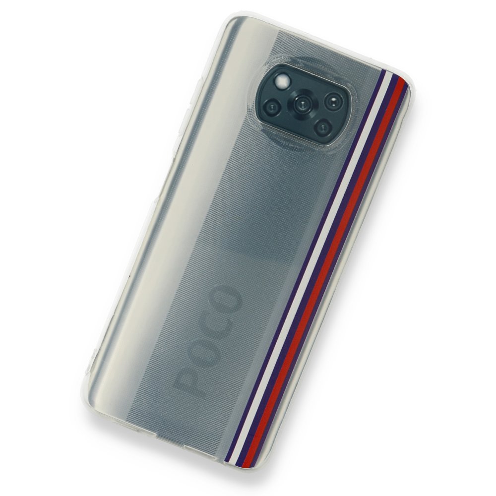 Newface Xiaomi Pocophone X3 Kılıf Prime Silikon - Beyaz-Kırmızı