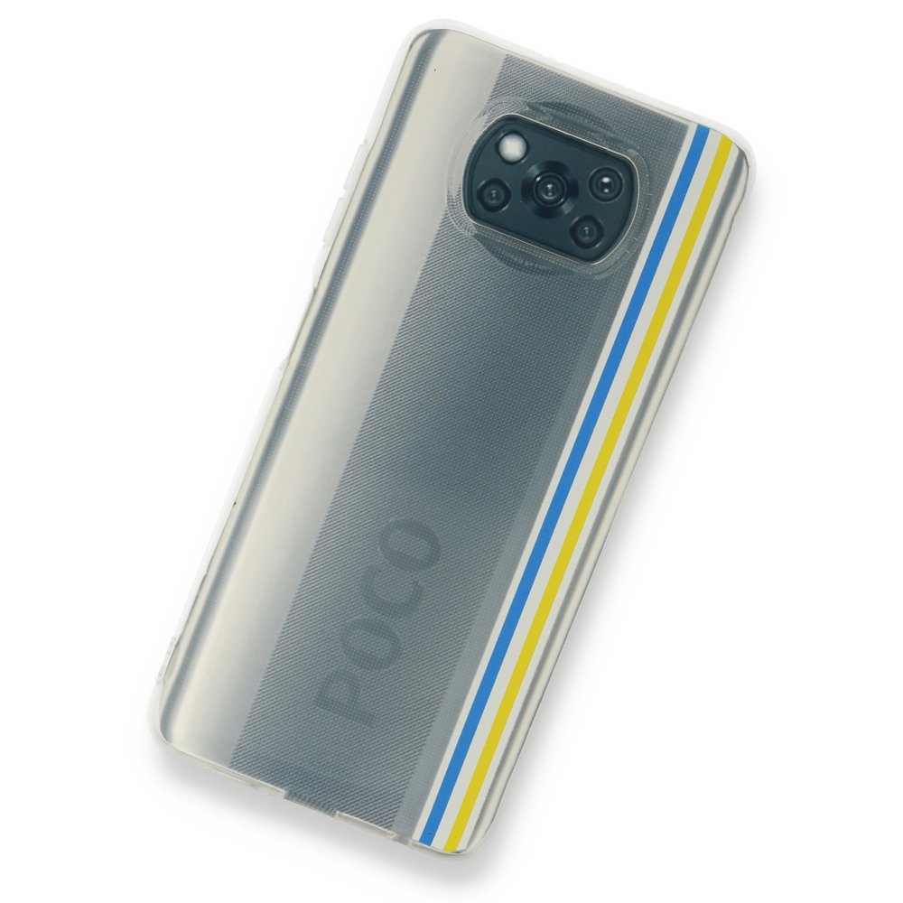 Newface Xiaomi Pocophone X3 Kılıf Prime Silikon - Mavi-Sarı