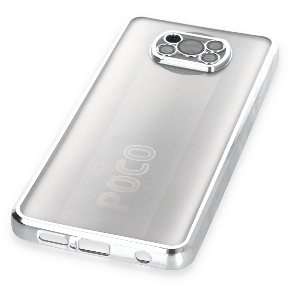 Newface Xiaomi Pocophone X3 Kılıf Razer Lensli Silikon - Gümüş