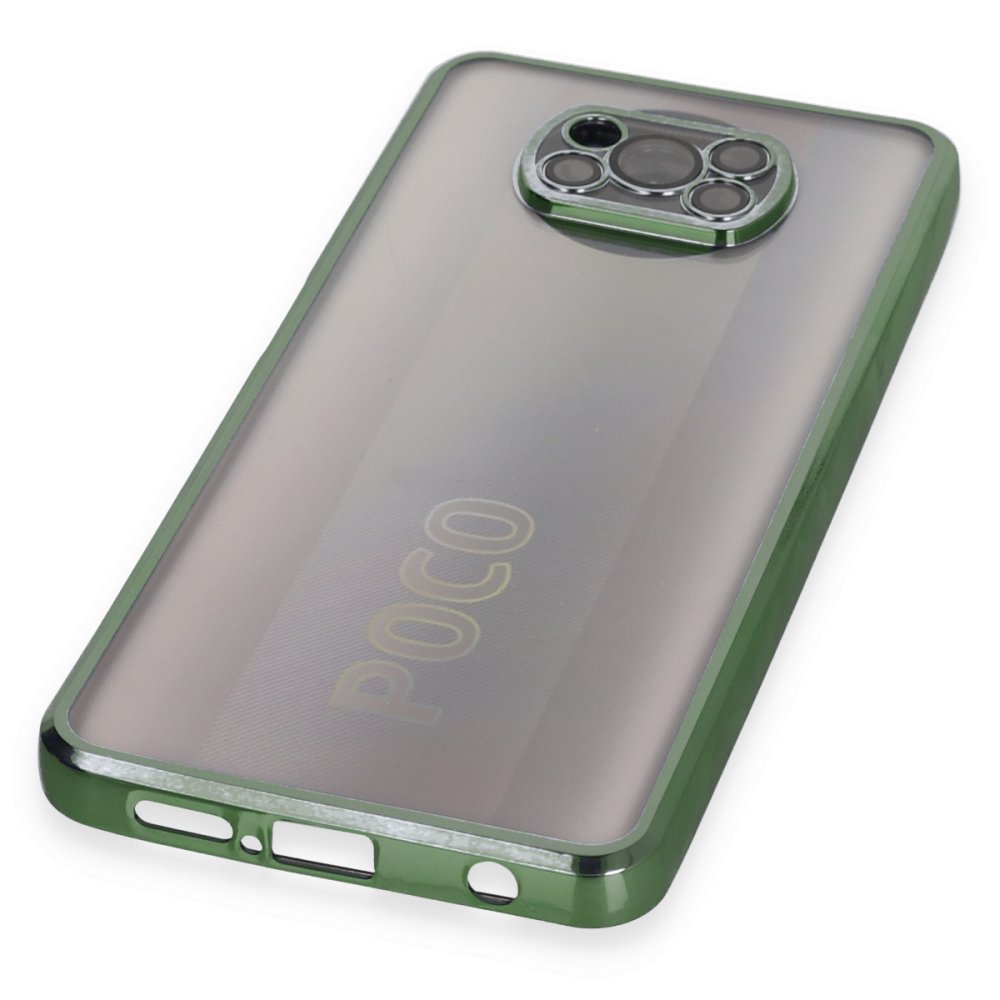 Newface Xiaomi Pocophone X3 Kılıf Razer Lensli Silikon - Yeşil