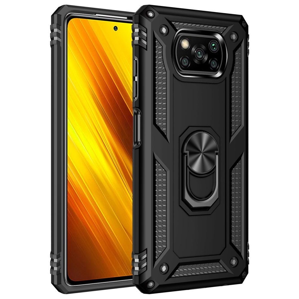 Newface Xiaomi Pocophone X3 Pro Kılıf Sofya Yüzüklü Silikon Kapak - Siyah