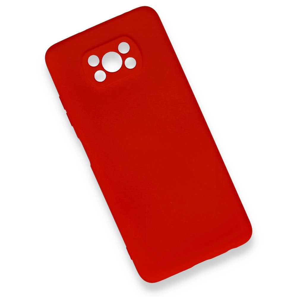 Newface Xiaomi Pocophone X3 Kılıf Nano içi Kadife  Silikon - Kırmızı