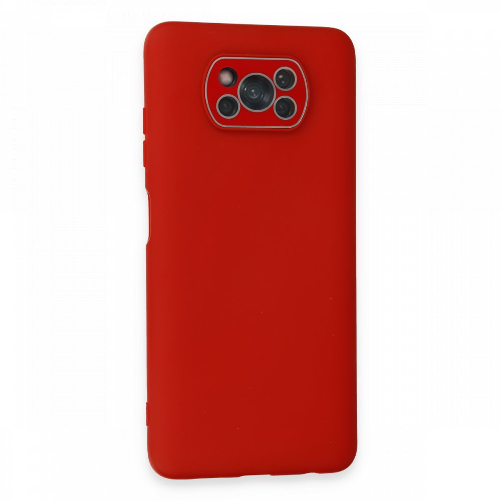 Newface Xiaomi Pocophone X3 Pro Kılıf Lansman Glass Kapak - Kırmızı
