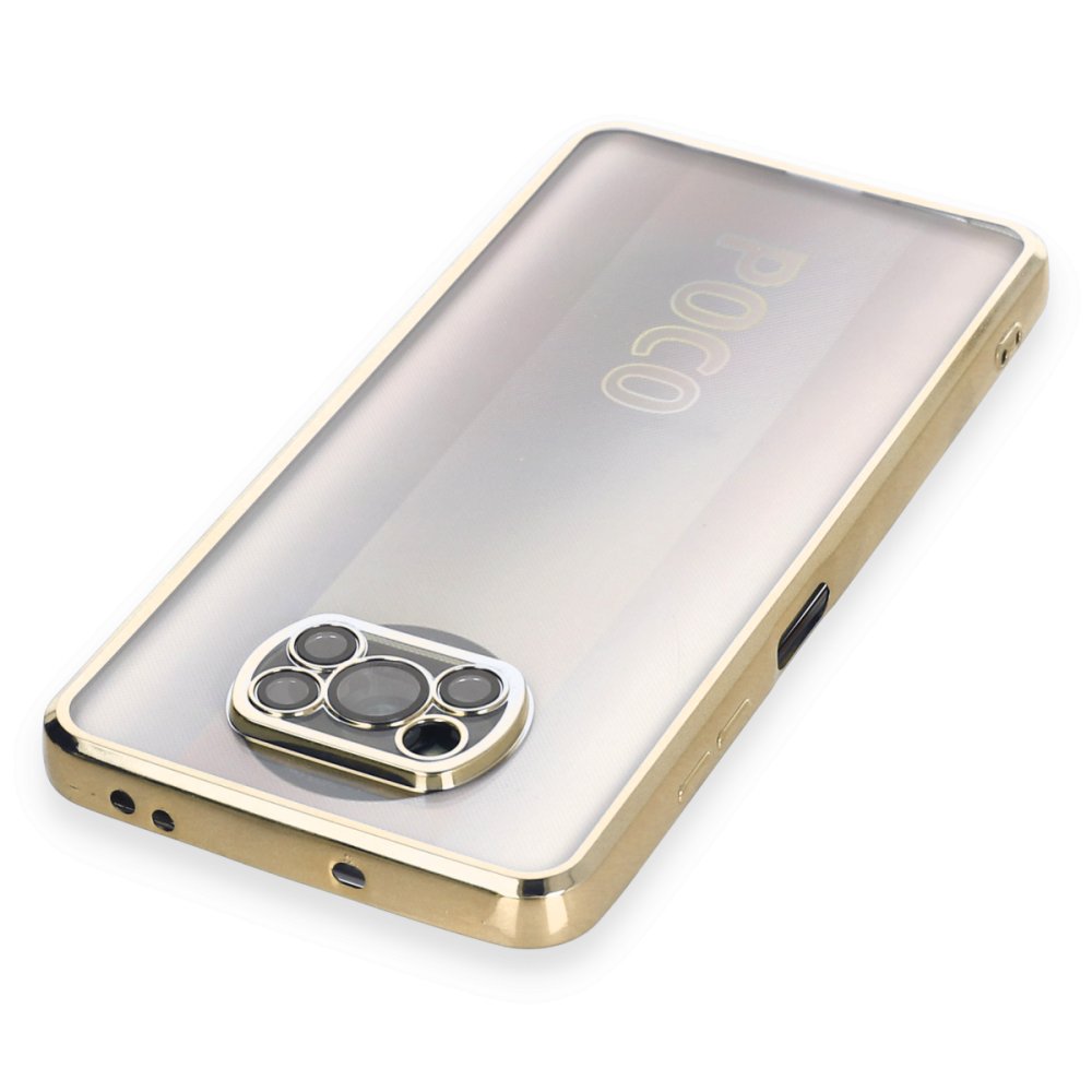 Newface Xiaomi Pocophone X3 Pro Kılıf Razer Lensli Silikon - Gold