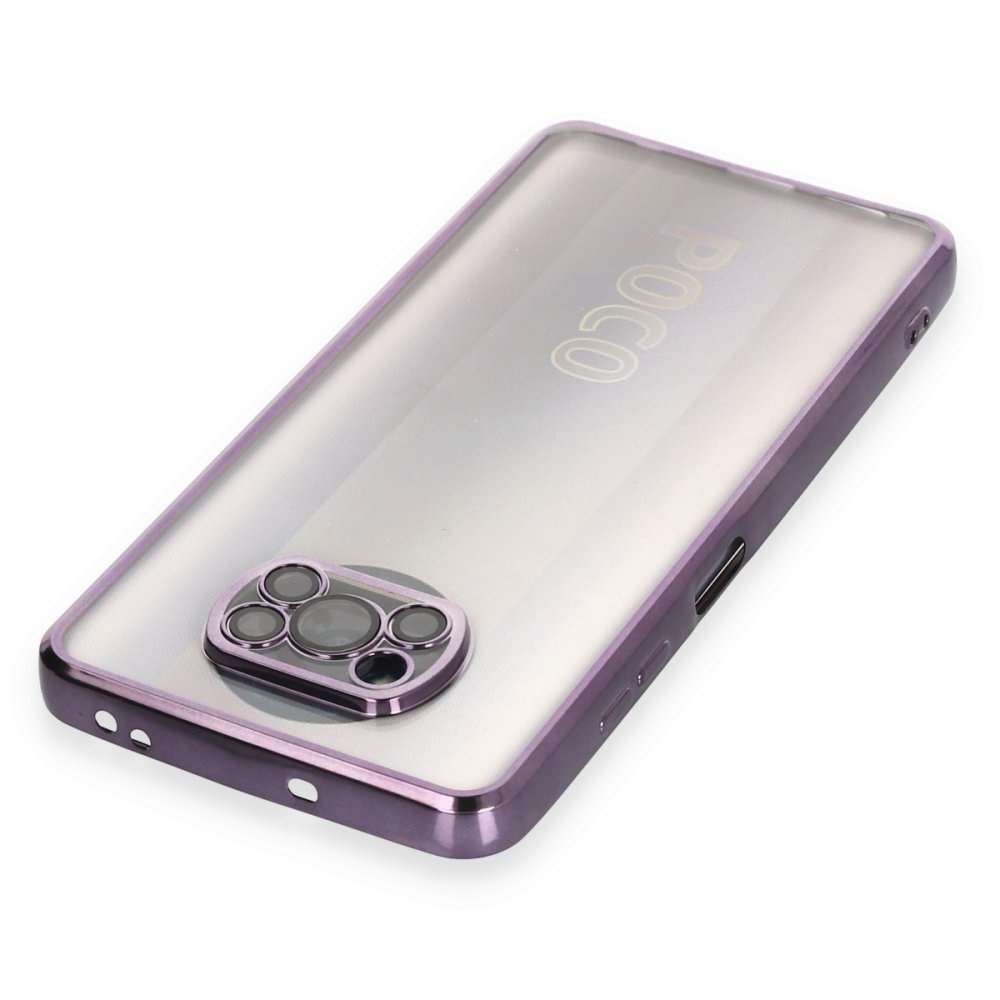 Newface Xiaomi Pocophone X3 Pro Kılıf Razer Lensli Silikon - Mor