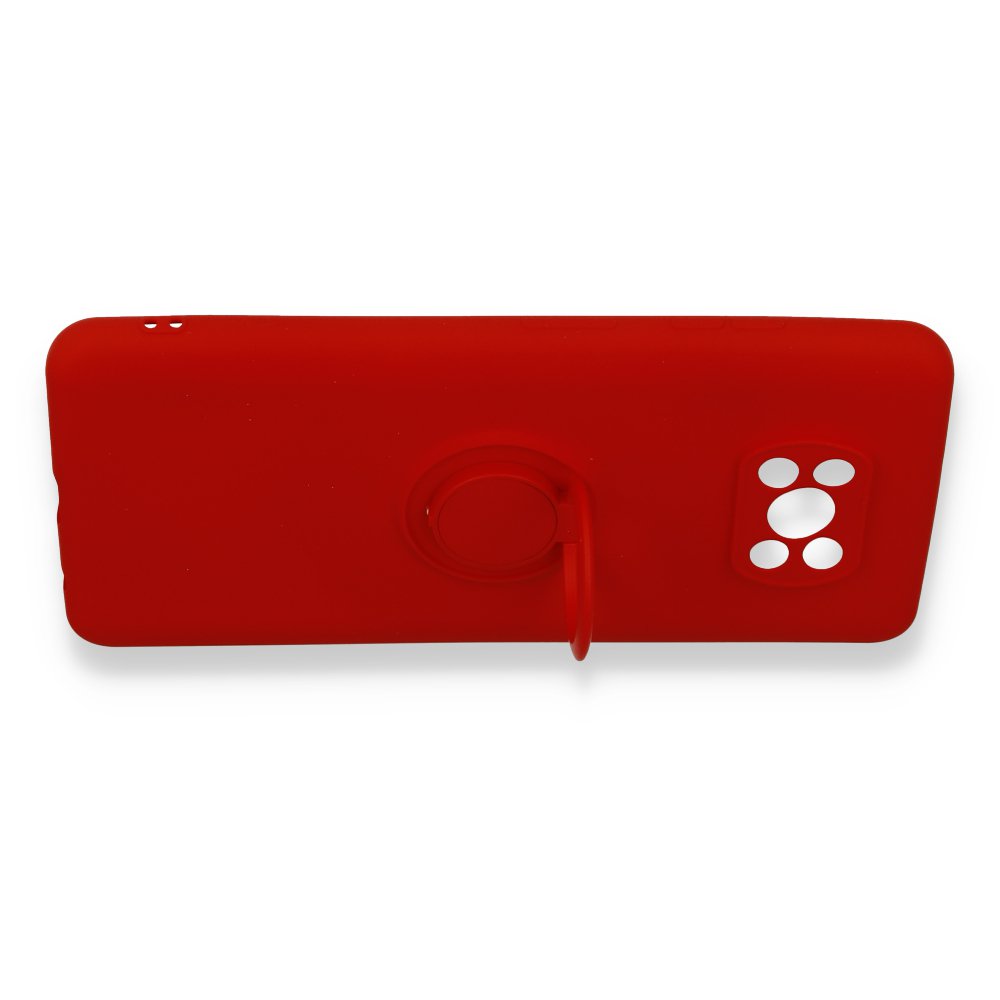 Newface Xiaomi Pocophone X3 Kılıf Viktor Yüzüklü Silikon - Kırmızı