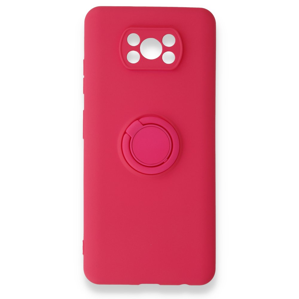 Newface Xiaomi Pocophone X3 Kılıf Viktor Yüzüklü Silikon - Pembe