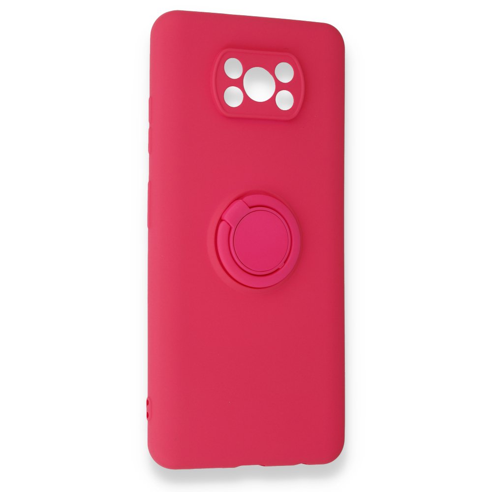 Newface Xiaomi Pocophone X3 Kılıf Viktor Yüzüklü Silikon - Pembe