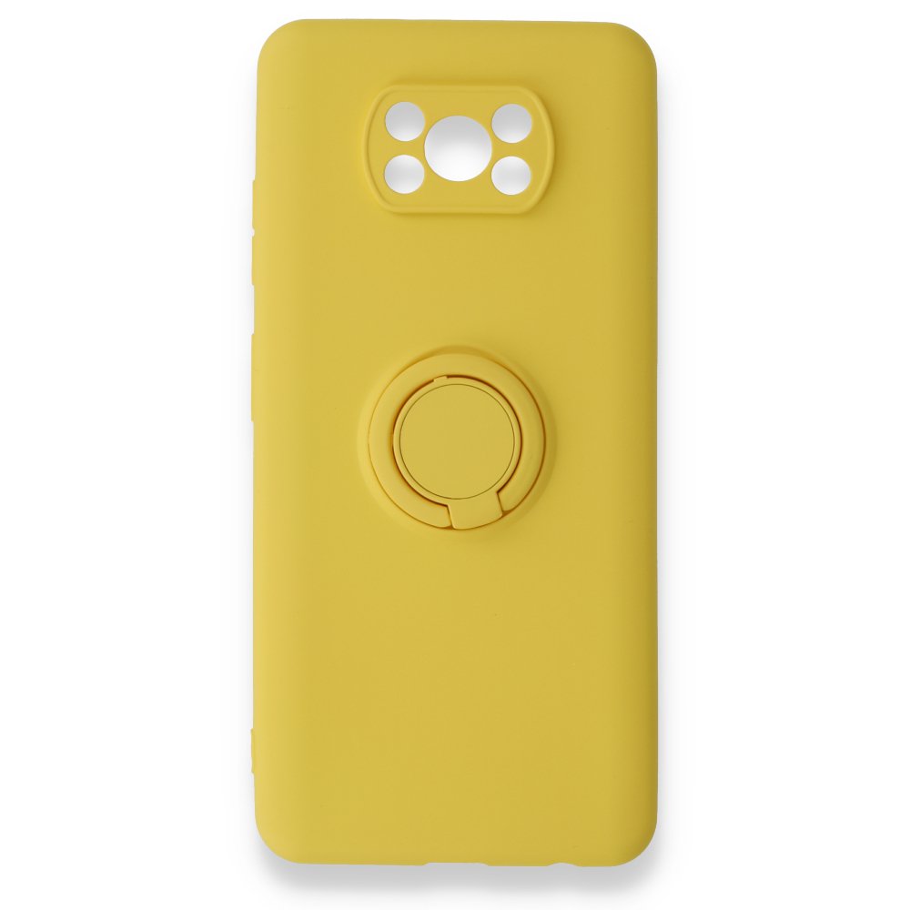 Newface Xiaomi Pocophone X3 Kılıf Viktor Yüzüklü Silikon - Sarı